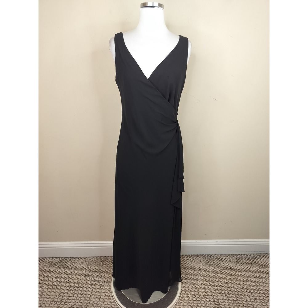 Alex Evenings Chiffon Maxi Dress 10 Ruffled Faux Wrap Surplice Cocktail